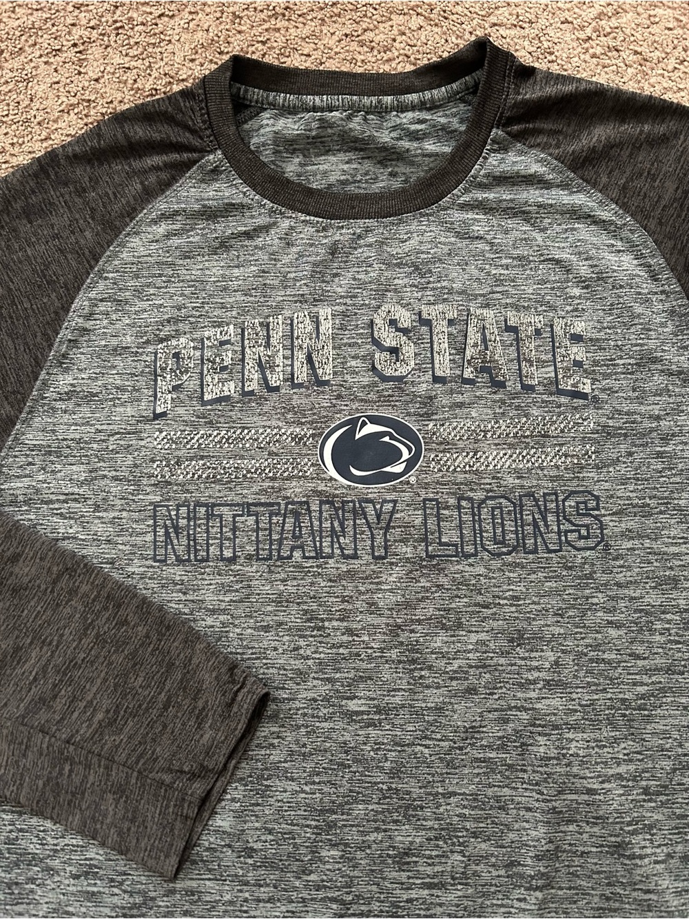 Gray and Dark Gray Penn State Nittany Lions Men’s Long Sleeve Tee XL